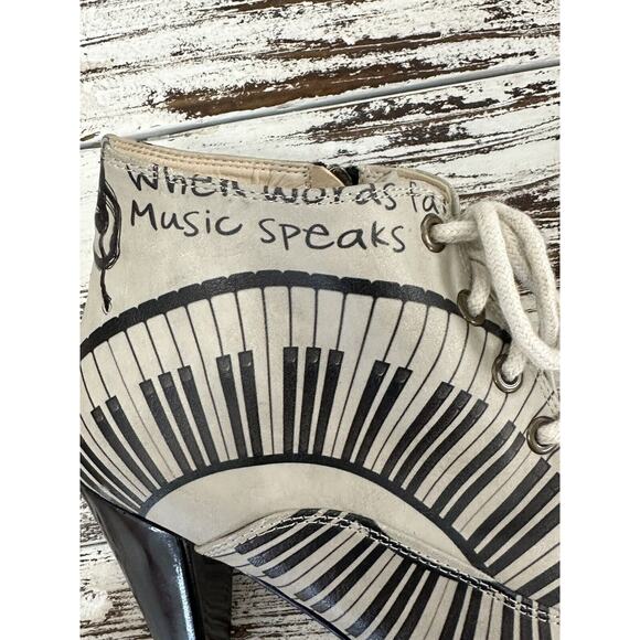 GOBY Damen Stiefelette High Heels Boots Music Notes Printed Mehrfarbig 37 EUR - Picture 5 of 9